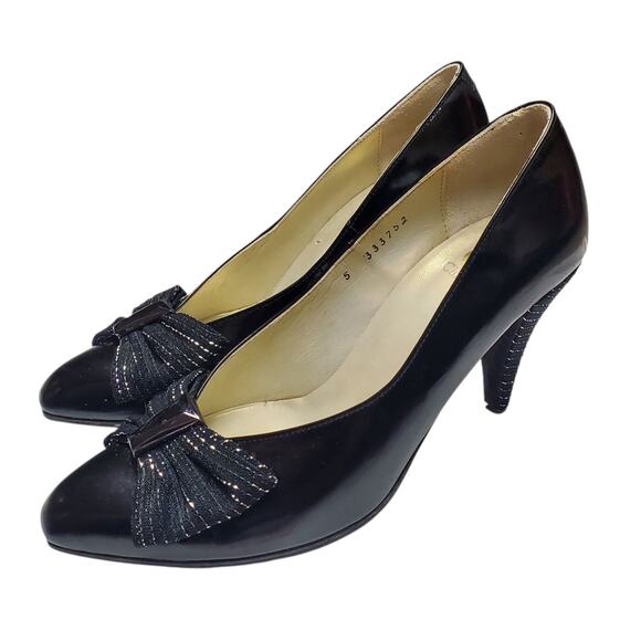 Vintage Christian Dior Black Pumps Bow Detail - Size 5 - Picture 3 of 8